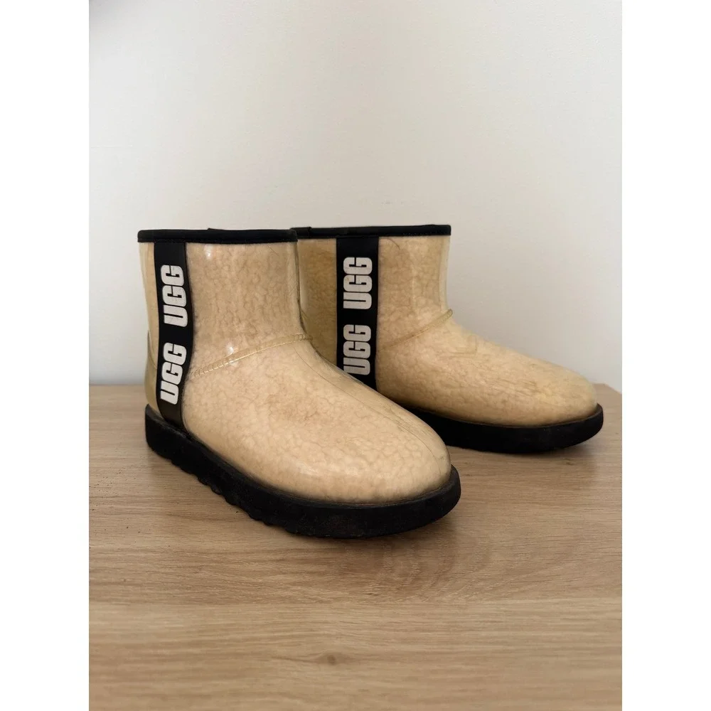 UGG Classic Clear Mini Waterproof Boots Natural Black 1113190 Womens 6